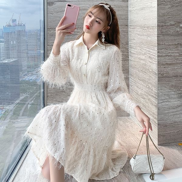 design sense women's niche sweet dress 2020 autumn new elegant lapel high waist slim dress for women qsohn, Black;gray
design sense women's niche sweet dress 2020 autumn new elegant lapel high waist slim dress for women qsohn, Black;gray