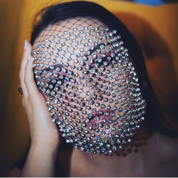 women creative mesh luxury full crystal for bling wedding handmade rhinestone face jewelry decorative mask, Silver
women creative mesh luxury full crystal for bling wedding handmade rhinestone face jewelry decorative mask, Silver