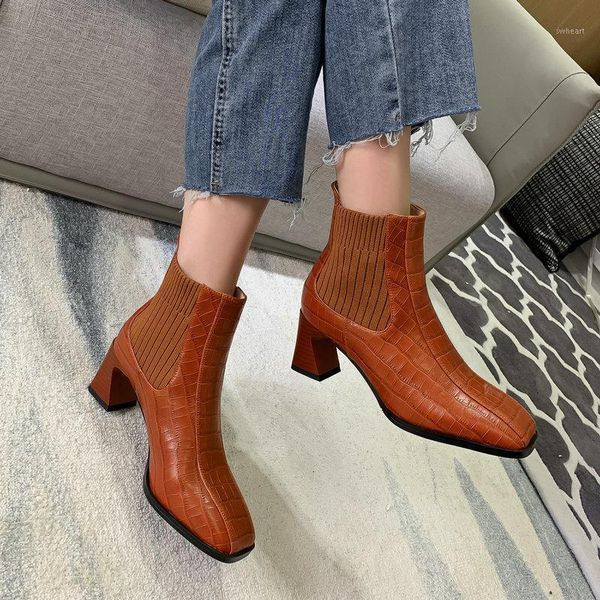 boots comfortable genuine leather women high heel ankle knitting classic design shoes for working office woman heels1, Black
boots comfortable genuine leather women high heel ankle knitting classic design shoes for working office woman heels1, Black