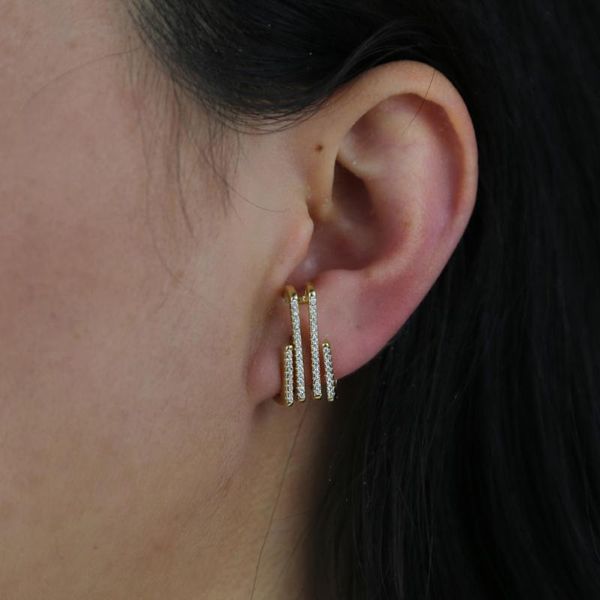 stud 100% 925 sterling silver gold filled multi line ear straight lin 4 bar small cz paved trendy elegant earrings for women, Golden;silver
stud 100% 925 sterling silver gold filled multi line ear straight lin 4 bar small cz paved trendy elegant earrings for women, Golden;silver