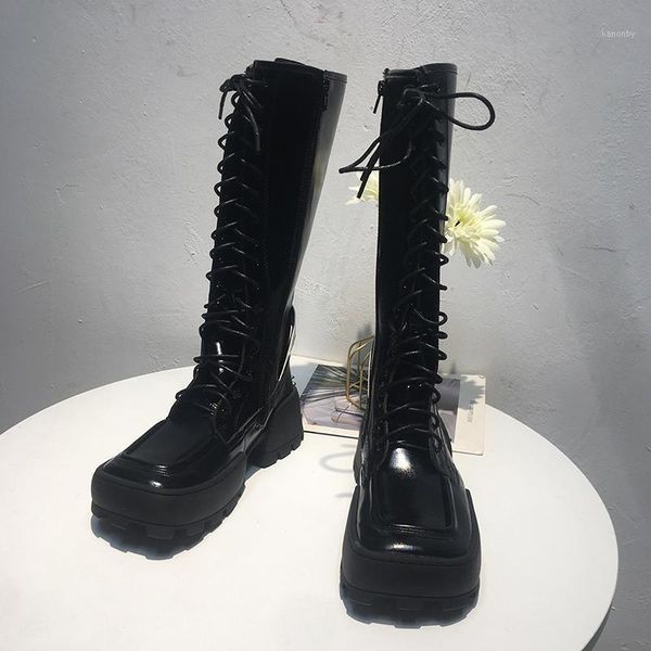 boots deat 2021 autumn winter fashion round toe lace up thick bottom knee high leather single shoes women short cool sg0961, Black
boots deat 2021 autumn winter fashion round toe lace up thick bottom knee high leather single shoes women short cool sg0961, Black