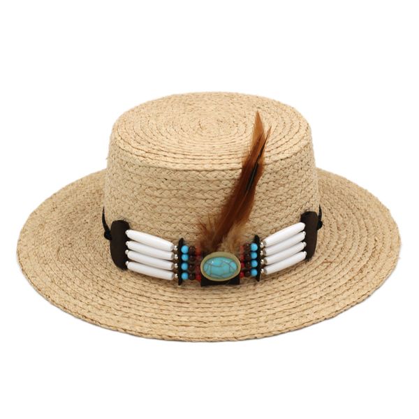 summer raffia straw bowler cap wide brim beach sun hat boater sailor dome hat feather belt, Blue;gray
summer raffia straw bowler cap wide brim beach sun hat boater sailor dome hat feather belt, Blue;gray