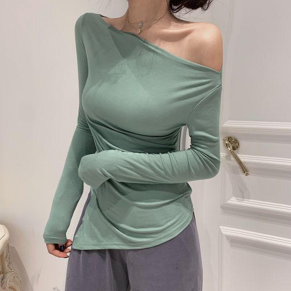 2021 early fall new lean long sleeve elegant female off the shoulder bottom shirt fashion ipw3, White
2021 early fall new lean long sleeve elegant female off the shoulder bottom shirt fashion ipw3, White