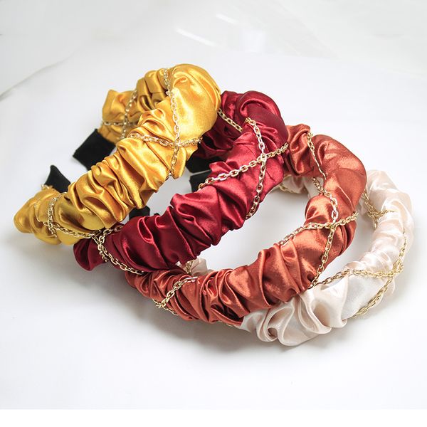 vintage satin chain hairband fashion headdress pure color crumple fabric headband women bridal hair accessories party favor kimter-k270fa
vintage satin chain hairband fashion headdress pure color crumple fabric headband women bridal hair accessories party favor kimter-k270fa