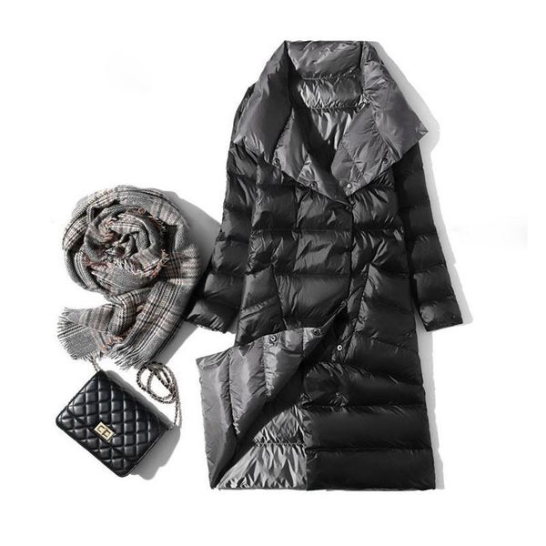 women double sided down jacket winter turtleneck white duck down coat double breasted long down parkas female warm outwear y201026, Black
women double sided down jacket winter turtleneck white duck down coat double breasted long down parkas female warm outwear y201026, Black