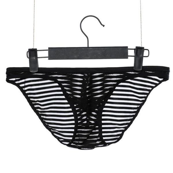 men's mesh briefs striped underwear low waist ice silk and comfortable body shaping panties, Black;white
men's mesh briefs striped underwear low waist ice silk and comfortable body shaping panties, Black;white