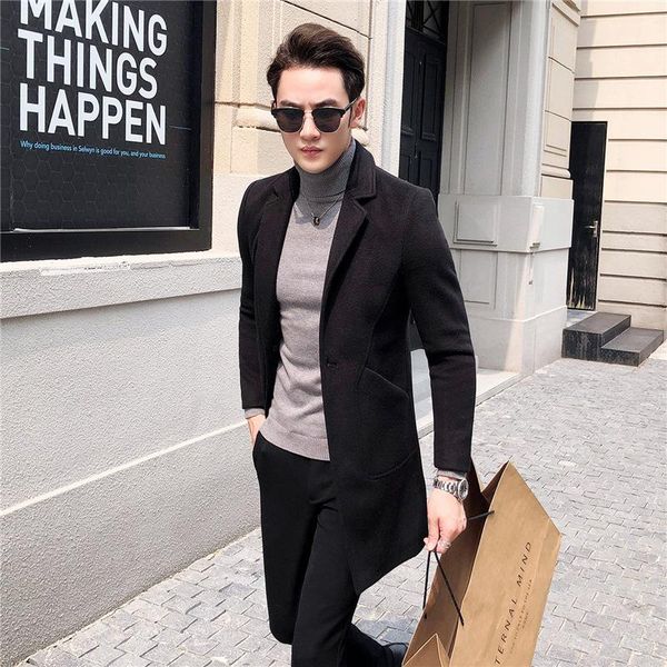 han edition double-sided cloth coat young men, paragraph dust coat grows in men's cashmere wool woolen cloth, Black
han edition double-sided cloth coat young men, paragraph dust coat grows in men's cashmere wool woolen cloth, Black