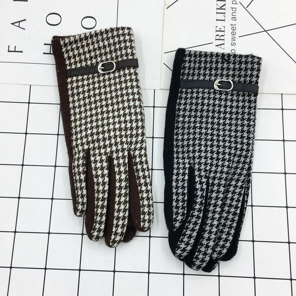 five fingers gloves classic houndstooth leather buckle ladies wool and cashmere warm autumn winter driving points handschoenen1, Blue;gray
five fingers gloves classic houndstooth leather buckle ladies wool and cashmere warm autumn winter driving points handschoenen1, Blue;gray