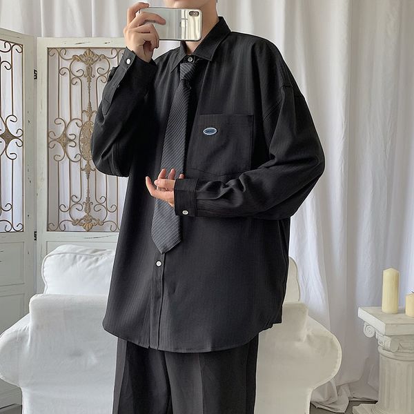 new men's 2021 spring/winter thin stripe pocket shirt male clothes wt08, White;black
new men's 2021 spring/winter thin stripe pocket shirt male clothes wt08, White;black