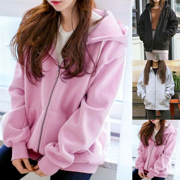 women's jackets women hooded fleece long sleeve loose casual zip pockets solid jacket coat for 2021, Black;brown
women's jackets women hooded fleece long sleeve loose casual zip pockets solid jacket coat for 2021, Black;brown