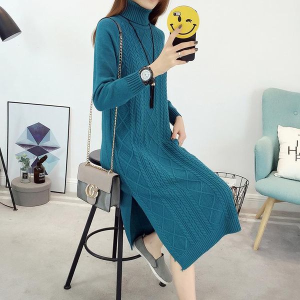 superaen autumn winter new full knit dress solid loose turtleneck pullover long sweater women's knee-length split bottom, White;black
superaen autumn winter new full knit dress solid loose turtleneck pullover long sweater women's knee-length split bottom, White;black