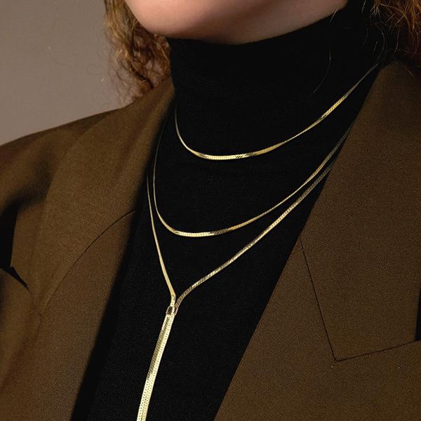 multi layered vintage long necklace for women minimalist gold color blade flat snake chain necklace sashion statement jewelry, Silver
multi layered vintage long necklace for women minimalist gold color blade flat snake chain necklace sashion statement jewelry, Silver