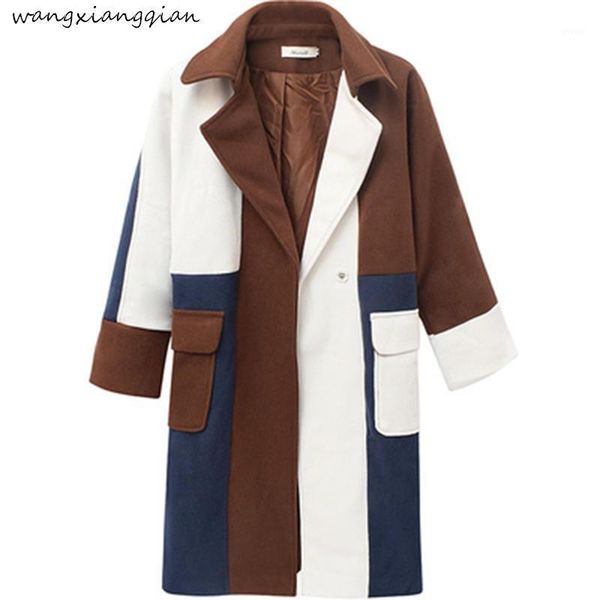 casual patchwork long coat for women loose pockets wool coat and jacket open stitch turn-down collar women clothes a5211, Black
casual patchwork long coat for women loose pockets wool coat and jacket open stitch turn-down collar women clothes a5211, Black