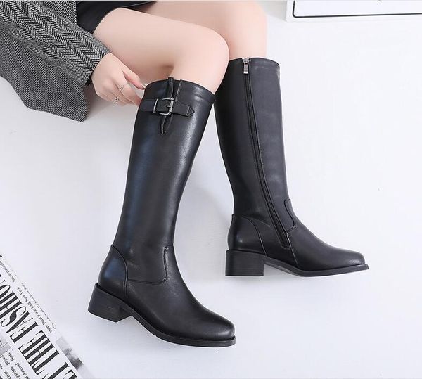 leather boots 2020 new fashion boots plus velvet warmth european and american style flat knight boots, Black
leather boots 2020 new fashion boots plus velvet warmth european and american style flat knight boots, Black