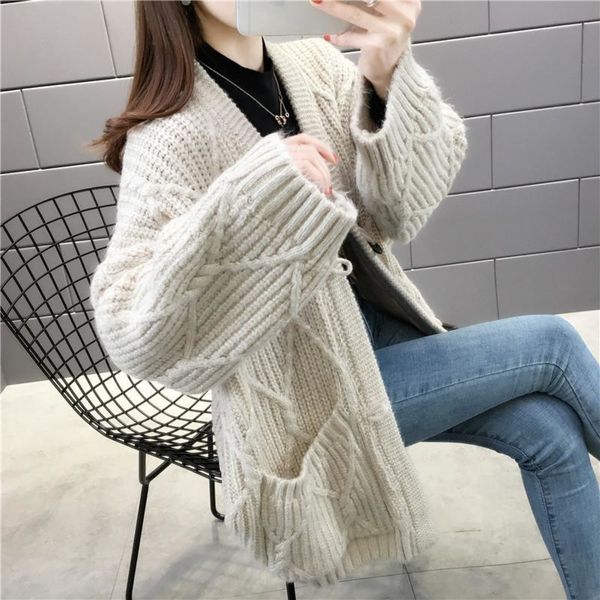 thick wool cardigan spring new coat women's large korean cardigan sweater sweatersolid color autumn sweater yikdd, White;black
thick wool cardigan spring new coat women's large korean cardigan sweater sweatersolid color autumn sweater yikdd, White;black