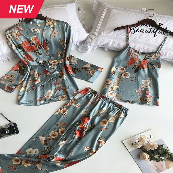 three-piece/set ladies silk pajamas women's comfortable spring summer print mature pajamas set solid satin silky pajamas 201102, Black;red
three-piece/set ladies silk pajamas women's comfortable spring summer print mature pajamas set solid satin silky pajamas 201102, Black;red