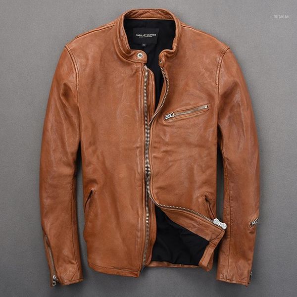 new arrivals 2020 japanese style slim fit genuine jacket stand collar brown leather coat men sheepskin1, Black
new arrivals 2020 japanese style slim fit genuine jacket stand collar brown leather coat men sheepskin1, Black