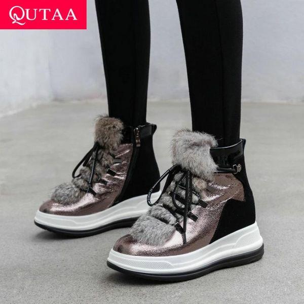 boots qutaa 2021 wedge heel round toe ankle cow suede fur winter women shoes keep warm lace up zipper snow big size 34-43, Black
boots qutaa 2021 wedge heel round toe ankle cow suede fur winter women shoes keep warm lace up zipper snow big size 34-43, Black