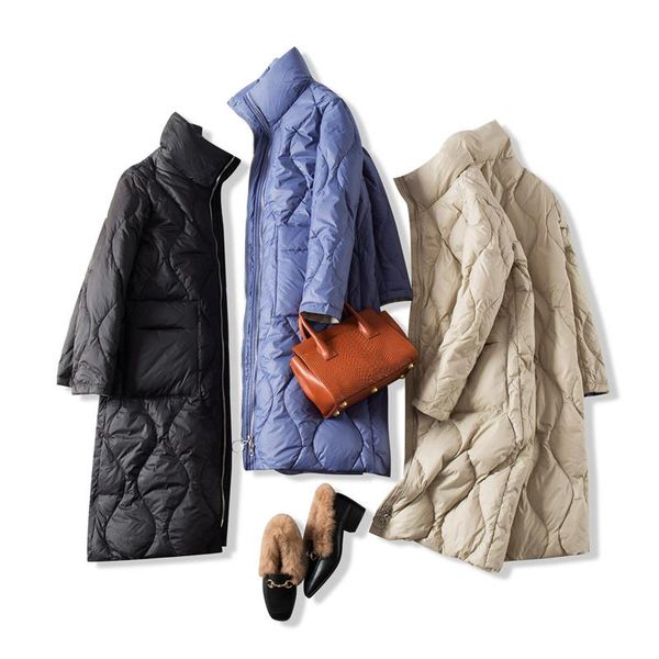 fashion warm white duck down jacket women 2020 new long stand collar female casual loose down coat, Black
fashion warm white duck down jacket women 2020 new long stand collar female casual loose down coat, Black