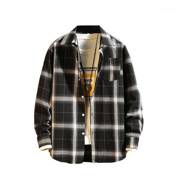 men's casual shirts man retro striped plaid long shirt spring loose sleeve striped1, White;black
men's casual shirts man retro striped plaid long shirt spring loose sleeve striped1, White;black