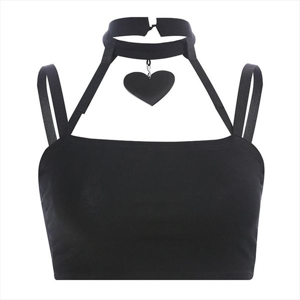 2020 summer choker tank dark black gothic punk heart pendant halter tanks for womens crop halter slim camis top, White
2020 summer choker tank dark black gothic punk heart pendant halter tanks for womens crop halter slim camis top, White