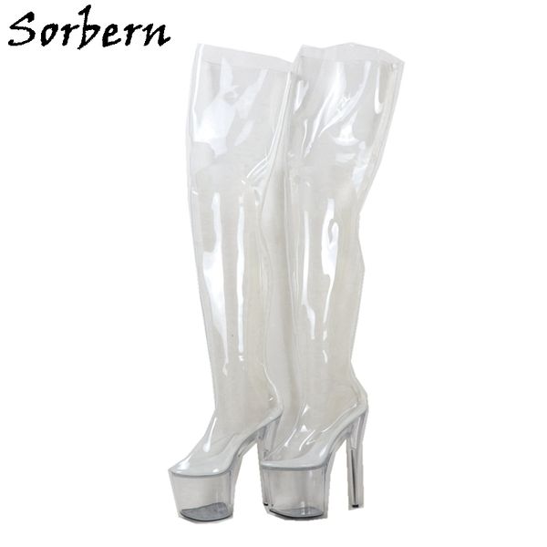 sorbern transparent over the knee boots women mid thigh high zip up pvc perspex heels 20cm, Black
sorbern transparent over the knee boots women mid thigh high zip up pvc perspex heels 20cm, Black