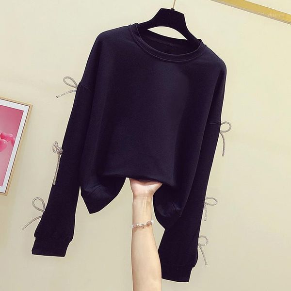2020 autumn new sweatshirt for womens diamond bow decoration hollow long sleeve round neck pullover hoody women's hoodies1, Black
2020 autumn new sweatshirt for womens diamond bow decoration hollow long sleeve round neck pullover hoody women's hoodies1, Black