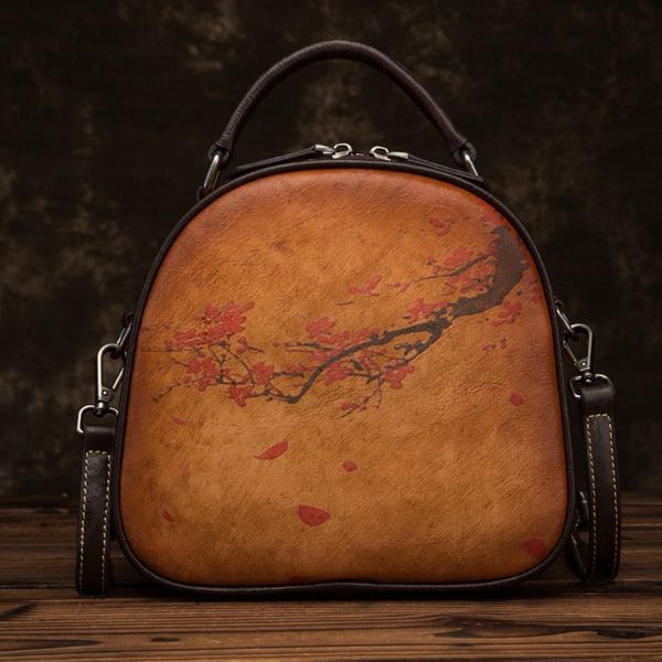 genuine leather women shoulder messenger tote bags plum female flower pattern circular real cowhide handle bag
genuine leather women shoulder messenger tote bags plum female flower pattern circular real cowhide handle bag