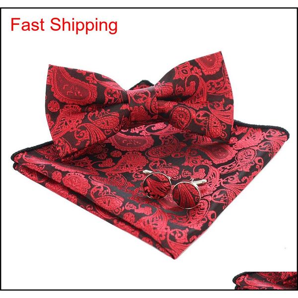classic paisley mens bow tie set solid color two layer pre-tied bowties&pocket square cufflinks busi qyljgc bdefashion, Black;gray
classic paisley mens bow tie set solid color two layer pre-tied bowties&pocket square cufflinks busi qyljgc bdefashion, Black;gray
