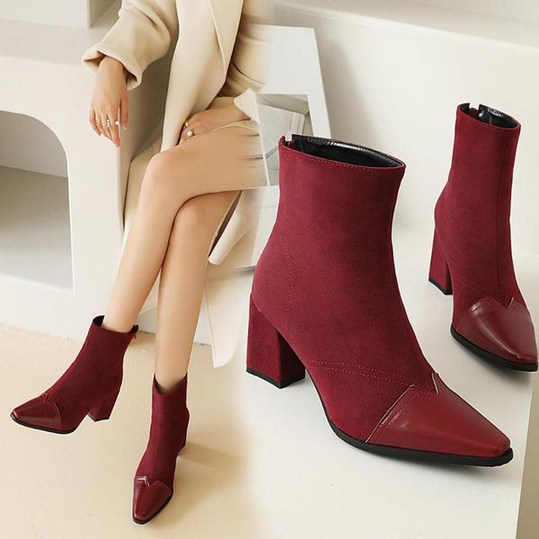 women spring and autumn black boots winter pointed toe mid-heel black boots women flock thick heel suede ankle
women spring and autumn black boots winter pointed toe mid-heel black boots women flock thick heel suede ankle