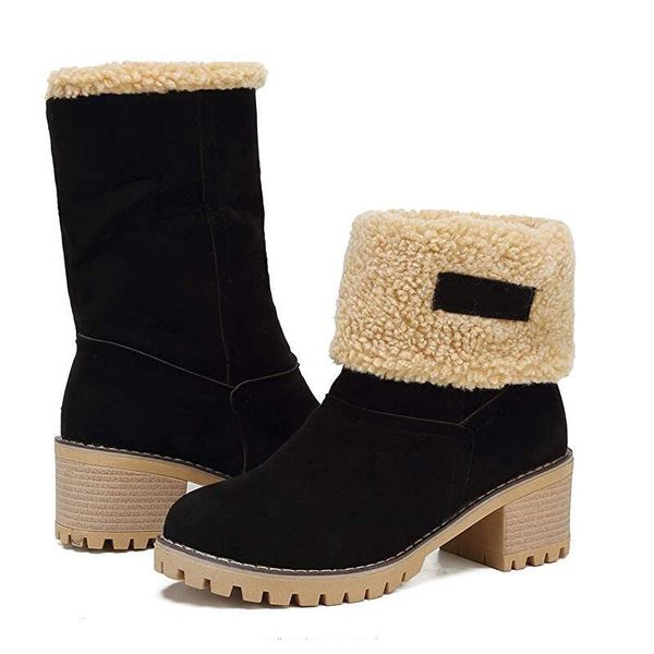 women's winter snow boots warm suede women's shoes chunky block heel round toe faux outdoor mid-calf boots rubber sole suede, Black
women's winter snow boots warm suede women's shoes chunky block heel round toe faux outdoor mid-calf boots rubber sole suede, Black