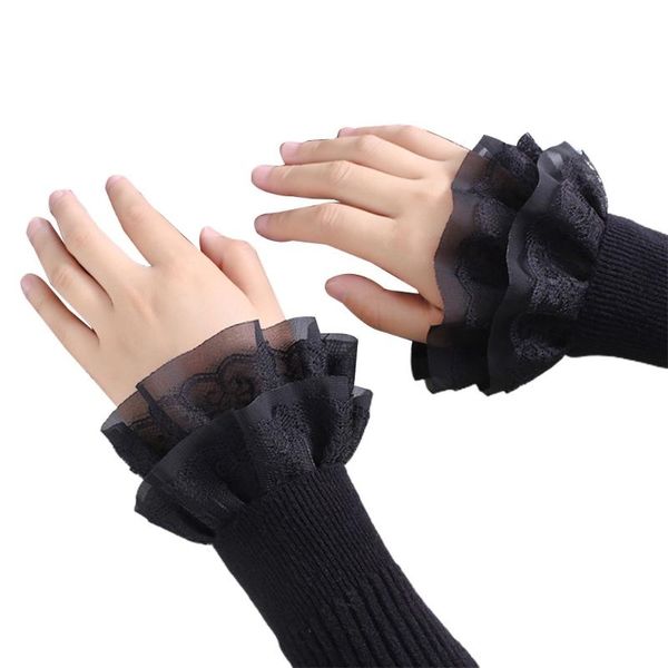 five fingers gloves women sweet fake sleeves double layer ruffles lace flared cuffs wrist warmers, Blue;gray
five fingers gloves women sweet fake sleeves double layer ruffles lace flared cuffs wrist warmers, Blue;gray