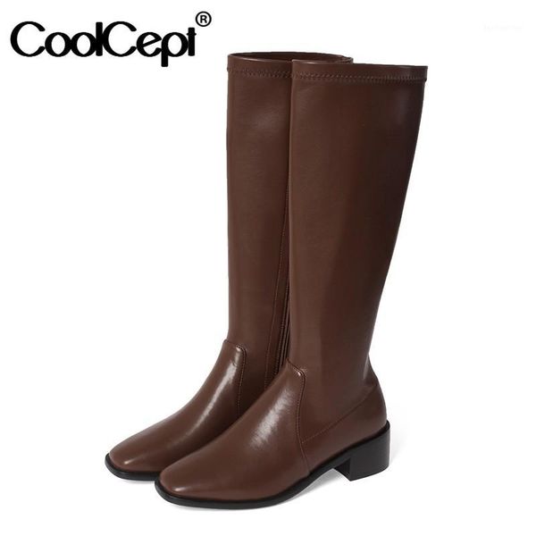 boots coolcept woman long square heel zipper knee high fashion elegant winter shoes warm size 34-391, Black
boots coolcept woman long square heel zipper knee high fashion elegant winter shoes warm size 34-391, Black