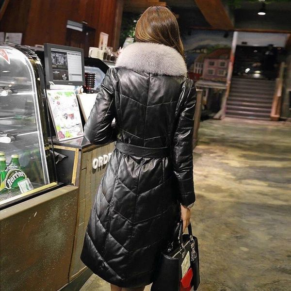 leather jacket women genuine winter sheepskin coat real fur collar long womens down cotton coats parka pyr001 kj4655, Black
leather jacket women genuine winter sheepskin coat real fur collar long womens down cotton coats parka pyr001 kj4655, Black