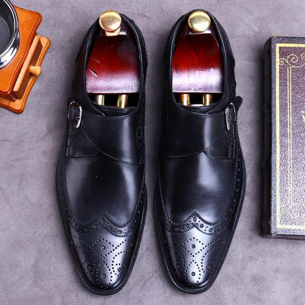 luxury designer genuine leather men's wedding party oxfords pointed toe monk strap man formal dress wingtip brogues shoes fwl113, Black
luxury designer genuine leather men's wedding party oxfords pointed toe monk strap man formal dress wingtip brogues shoes fwl113, Black