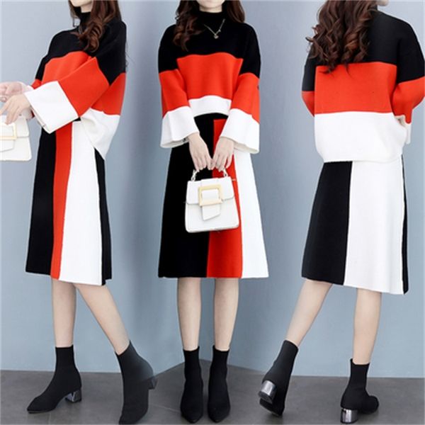 knitted or crocheted sweater two joint parts and skirt high female turtleneck sets clothes with striped skirts of women oey7, White
knitted or crocheted sweater two joint parts and skirt high female turtleneck sets clothes with striped skirts of women oey7, White