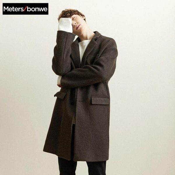 men's wool & blends metersbonwe winter woolen jacket high-quality coat casual slim vintage business trench 239458, Black
men's wool & blends metersbonwe winter woolen jacket high-quality coat casual slim vintage business trench 239458, Black