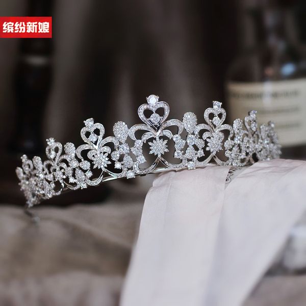 inlaid with zircon bridal headdress princess wedding dress crystal crown banquet hair ornament, Silver
inlaid with zircon bridal headdress princess wedding dress crystal crown banquet hair ornament, Silver