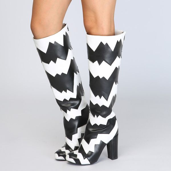 prova perfetto new winter women boots long black and white stripes woman boots high heels knee-high night-club leather boot lj201130
prova perfetto new winter women boots long black and white stripes woman boots high heels knee-high night-club leather boot lj201130