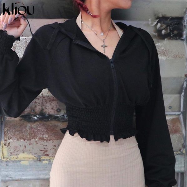 kliou jacket women fashion new 2020 long sleeve zipper ruffles hoodies casual outwear streetwear short drawstring coat, Black;brown
kliou jacket women fashion new 2020 long sleeve zipper ruffles hoodies casual outwear streetwear short drawstring coat, Black;brown