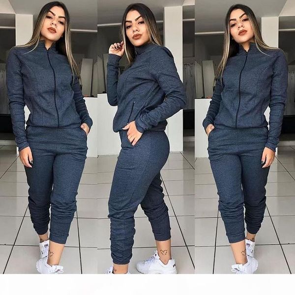 g9 european and american autumn winter 2020 new stand collar splicing leisure sports suit for women, Gray
g9 european and american autumn winter 2020 new stand collar splicing leisure sports suit for women, Gray