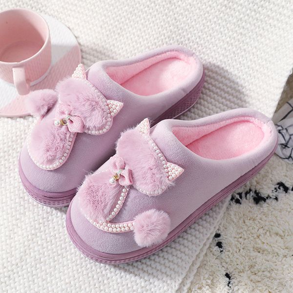 women winter warm plush slippers ladies indoor home cotton cute cat slippers female flat shoes shollow thick heels pointed toe x1020, Black
women winter warm plush slippers ladies indoor home cotton cute cat slippers female flat shoes shollow thick heels pointed toe x1020, Black