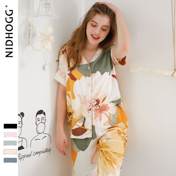 women korean v-neck ink printing short sleeve pants pajamas loungewear viscose sleepwear satin pijama 2 set sleep clothing t200707, Black;red
women korean v-neck ink printing short sleeve pants pajamas loungewear viscose sleepwear satin pijama 2 set sleep clothing t200707, Black;red