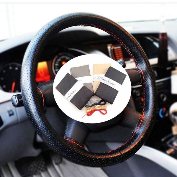 hand-stitched 38 cm leather steering wheel cover for kia rio k2 k5 k4 cerato,soul,forte,sportage r,sorento,mohave,optima 
hand-stitched 38 cm leather steering wheel cover for kia rio k2 k5 k4 cerato,soul,forte,sportage r,sorento,mohave,optima