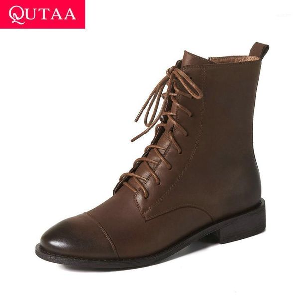 boots qutaa 2021 cow leather casual ankle round toe lace up zipper short autumn winter square heel women shoes size 34-391, Black
boots qutaa 2021 cow leather casual ankle round toe lace up zipper short autumn winter square heel women shoes size 34-391, Black