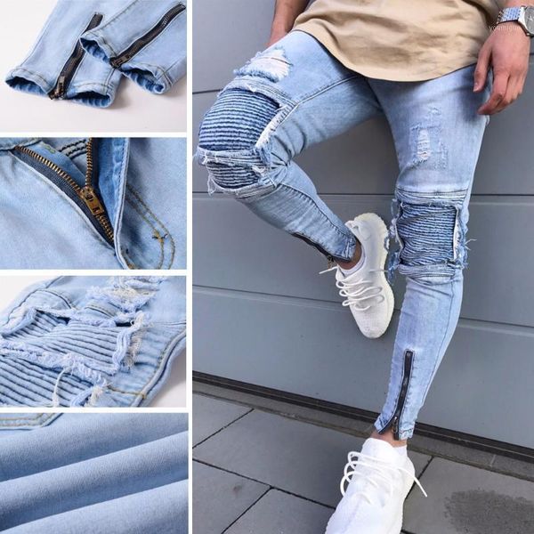 2018 milled men's jeans fashion renovation retro motorcycle jeans slim men's trousers style hip-hop hole street pants1, Blue
2018 milled men's jeans fashion renovation retro motorcycle jeans slim men's trousers style hip-hop hole street pants1, Blue
