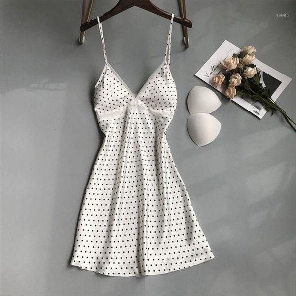 polka dot sling chest pad nightdress women summer nightwear thin casual home wear cute tempting white nightgown1, Black;red
polka dot sling chest pad nightdress women summer nightwear thin casual home wear cute tempting white nightgown1, Black;red