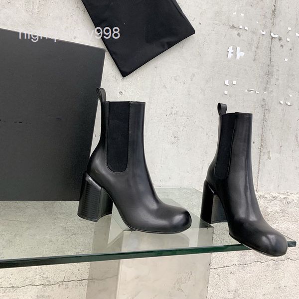 boots boots leather high heels chelsea martin fashion women's, Black