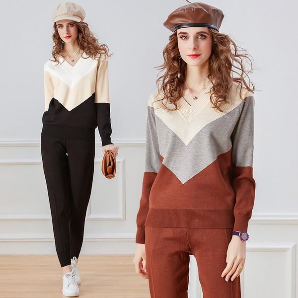 women's tracksuits 2021 women two piece set elastic waist v-neck pullover and pants office lady full solid knitted cotton elegant winte, Gray
women's tracksuits 2021 women two piece set elastic waist v-neck pullover and pants office lady full solid knitted cotton elegant winte, Gray