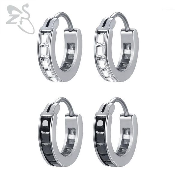 zs punk rock hoop earrings for men 316l stainless steel earrings with white black cubic zirconia hip hop jewelry ear hoops1, Golden;silver
zs punk rock hoop earrings for men 316l stainless steel earrings with white black cubic zirconia hip hop jewelry ear hoops1, Golden;silver